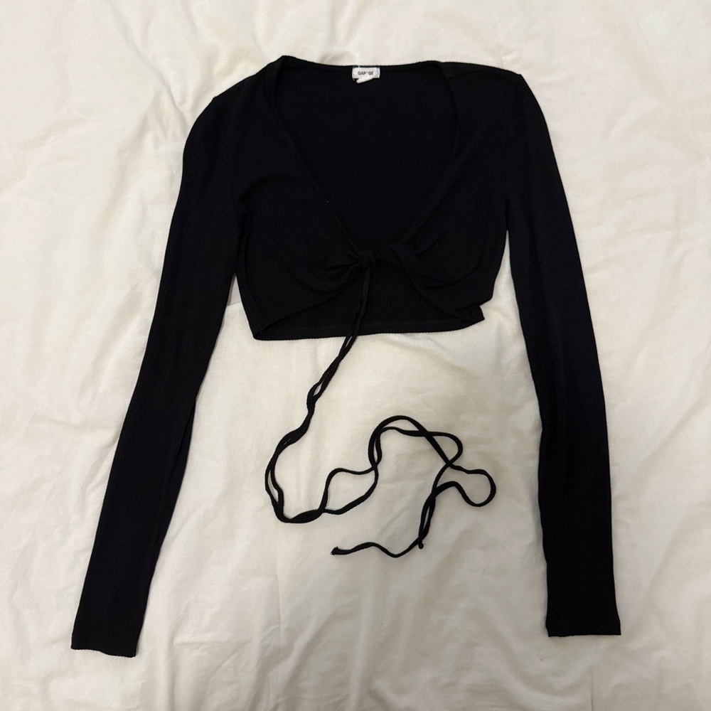 Garage Black Long Sleeve Crop Top